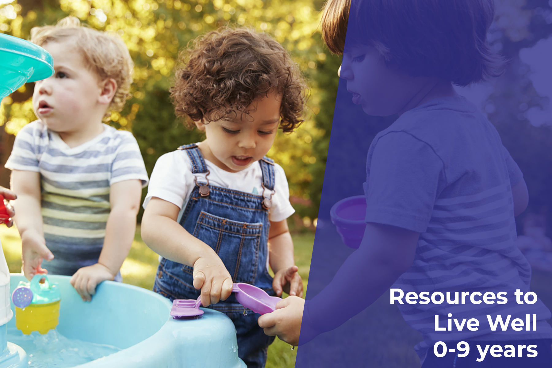Group Of Young Children Playing With Water Table In Garden Young children playing with water